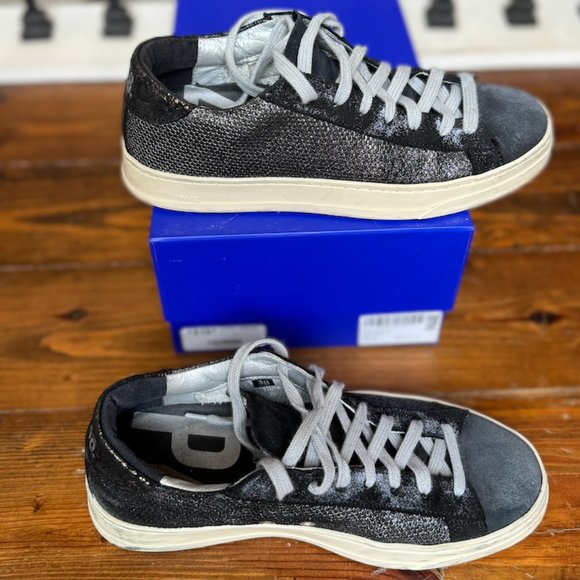 PP48 Jack Fujy Low Top Black Suede & Metallic "Hand -Distressed"Size 8 - Picture 2 of 16